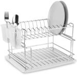 Welora Edényszárító, Welora, fém, 2 szintes, tálcával és evőeszköztartóval, méretek 36x29x22cm, ezüst színű (JM1176979)