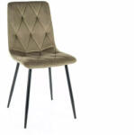 SIGNAL MEBLE Tom Velvet Olíva Bársony Étkezőszék Fekete Fém Vázzal