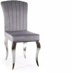 SIGNAL MEBLE Prince Velvet Krómi Bársony Étkezőszék Szürke Barokk Stílusú - fizz - 52 789 Ft