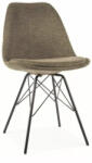 SIGNAL MEBLE Ken Brego Olívazöld Szövet Étkezőszék Fekete Fém Vázzal