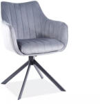 SIGNAL MEBLE Azalia Velvet Forgó Bársony Étkezőszék Szürke Fekete Vázzal