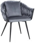 SIGNAL MEBLE Nuvo Velvet Luxus Bársony Étkezőszék Szürke Steppelt Kárpitozással