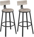 VASAGLE Industrial Bárszék Szett Fém Vázzal Szürke-Fekete