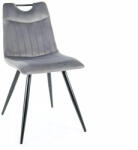 SIGNAL MEBLE Orfe Velvet Szürke Bársony Étkezőszék Fekete Fém Lábakkal