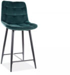 Signal Chic H-2 Bárszék Zöld Bársony Kárpitozással Fekete Fém Vázzal