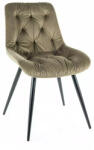 SIGNAL MEBLE Praga Velvet Bluvel Tűzött Bársony Étkezőszék Olívazöld Fekete Lábakkal