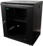  Szekrény 19″ SPACER 12U 500x450mm, falra rögzíthető, Flatpack (összeszereletlen), fekete, kivehető panelek, 1mm acél, maximális teherbírás 25kg