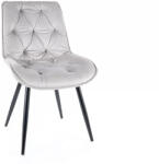 SIGNAL MEBLE Cherry II Világosszürke Bársony Étkezőszék Fekete Fém Lábakkal