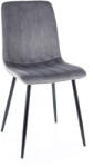 SIGNAL MEBLE Alan Bluvel Bársony Étkezőszék Szürke Fekete Fémlábakkal