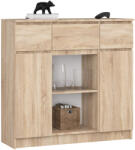 AKORD K100 Sonoma Tölgy Komód 3 Fiókkal És 2 Ajtóval - fizz - 50 358 Ft