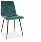 SIGNAL MEBLE Irys Velvet Steppelt Zöld Bársony Étkezőszék Fekete Fémvázas