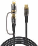 Lito Cablu de Date Fast cu Mufe 2x Type-C, Lightning - Lito Transparent 2in1 (LD12) - Black (KF2355212) - vexio