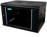  Szekrény, 19″ SPACER 6U 600x450mm, falra rögzíthető, Flatpack (nem összeszerelve), fekete, kivehető panelek, 1, 5 mm acél, maximális teherbírás 60 kg