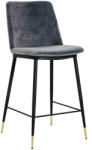 King Home DIEGO 65 Bárszék Sötétszürke Velúr Arany-Fekete Lábvéggel