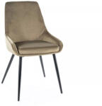 SIGNAL MEBLE Cobe Velvet Olíva Bársony Étkezőszék Fekete Fém Lábakkal