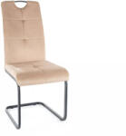 SIGNAL MEBLE Axo Velvet Bézs Bársony Étkezőszék Fekete Fém Vázzal