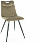 SIGNAL MEBLE Orfe Velvet Olíva Bársony Étkezőszék Fekete Fém Vázzal