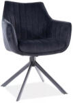 SIGNAL MEBLE Azalia Velvet Forgó Bársony Étkezőszék Fekete Matt Vázzal