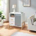 PremiumXL Komód Kvaefjord 66x60x40 cm Egy Redőnyös Ajtóval Fehér/Szürke