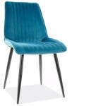 SIGNAL MEBLE Kim Velvet Türkiz Bársony Étkezőszék Fekete Fém Lábakkal