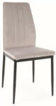 SIGNAL MEBLE Atom Velvet Világosszürke Bársony Étkezőszék Fekete Fémvázzal