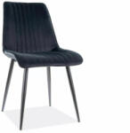 SIGNAL MEBLE Kim Velvet Elegáns Bársony Étkezőszék Fekete Bordázott