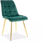 SIGNAL MEBLE Chic Elegance Bársony Étkezőszék Zöld Arany Steppelt