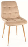 SIGNAL MEBLE Chic D Velvet Bézs Bársony Étkezőszék Tölgy Lábakkal