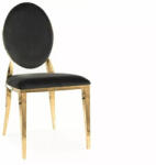SIGNAL MEBLE King Velvet Ovális Bársony Étkezőszék Fekete Arany Luxus