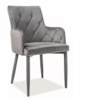 SIGNAL MEBLE Ricardo Velvet Luxus Bársony Étkezőszék Szürke Fém Vázzal