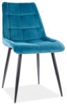 SIGNAL MEBLE Chic Velvet Türkiz Bársony Étkezőszék Fekete Fém Lábakkal