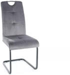 SIGNAL MEBLE Axo Velvet Szürke Bársony Étkezőszék Fekete Fém Vázzal