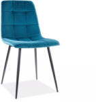 SIGNAL MEBLE Mila Velvet Türkiz Bársony Étkezőszék Fekete Fém Lábakkal