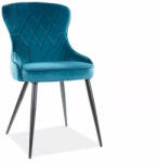 SIGNAL MEBLE Lotus Bluvel Türkiz Bársony Étkezőszék Fekete Fém Lábakkal