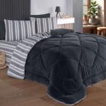Eponj Home® Set dormit Pilota iarna pat dublu cu fata catifelata, Soft Line Antracit