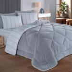 Eponj Home® Set dormit Pilota iarna pat dublu cu fata catifelata, Soft Line Gri deschis