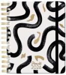 Planall Határidőnapló PLANALL Midi B/6 heti spirálos keményfedelű gumis Black on white 2026 (21575) - robbitairodaszer