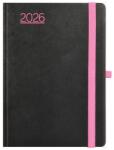 TopTimer Határidőnapló 2026, N015 A5 (Heti beoszt. ) FEKETE-PINK (26T015N-00E)