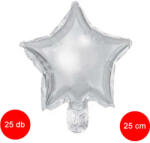 PartyDeco S. r. o Fólia lufi 25 cm, ezüst, csillag, 25 db/cs