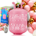 Ricokids Hélium parti szett , 0, 20 m3-es héliumpalack , rózsaszín és arany lufikkal , Ricokids szalaggal (799001)