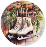  Nyomtatott fa tábla koszorú közép - Korcsolya cipők 14, 8cm - papelito