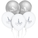  Unikornis Silver léggömb, lufi 5 db-os 12 inch (30cm) (MLG150216) - oliviashop