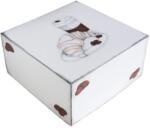 Szidibox Karton Süteményes doboz, tortadoboz, croissant- és kávé mintás, étel 22x22x11cm P9601 (SZID-01276)