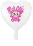 Personalizabil Balon inima alb personalizabil Labubu baloane 24 cm