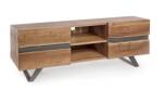 Bizzotto Comoda TV cu 2 polite 2 usi din lemn maro si picioare fier Aron 160 cm x 44 cm x 65 h (0745487) Comoda