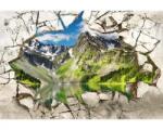 DIMEX ART Самозалепваща се флизелинова фототапета счупена стена с планина 375 x 250 см