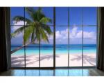 DIMEX ART Самозалепваща се флизелинова фототапета плаж през прозореца 375 x 250 см
