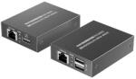 XTENDLAN CAT6 HDMI extender, transmițător+receptor, 40m 4k/2k/1080p printr-un cablu CAT6, POC, transfer IR și USB (KVM)
