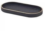 GenWare Szervírozó tálca, fa furnér, ovális, fekete, hossza: 230 mm, szélessége: 110 mm