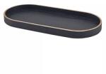 GenWare Szervírozó tálca, fa furnér, ovális, fekete, hossza: 350 mm, szélessége: 165 mm